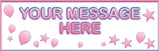 Personalised banner with metallic pink balloons and stars.