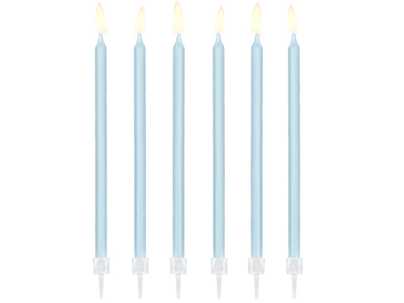 Tall Candles & Holders - Baby Blue