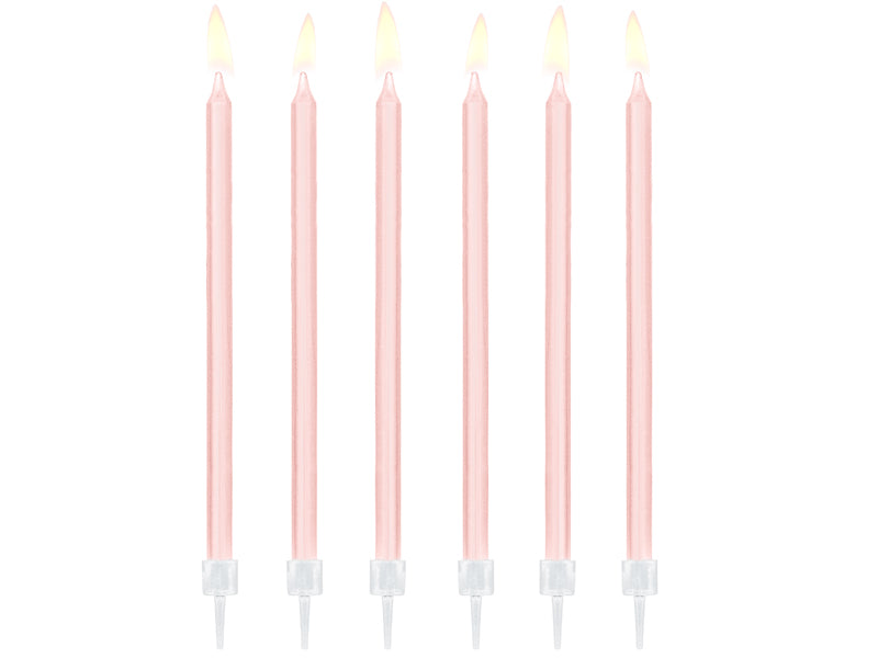 Tall Candles & Holders - Rose Gold Metallic