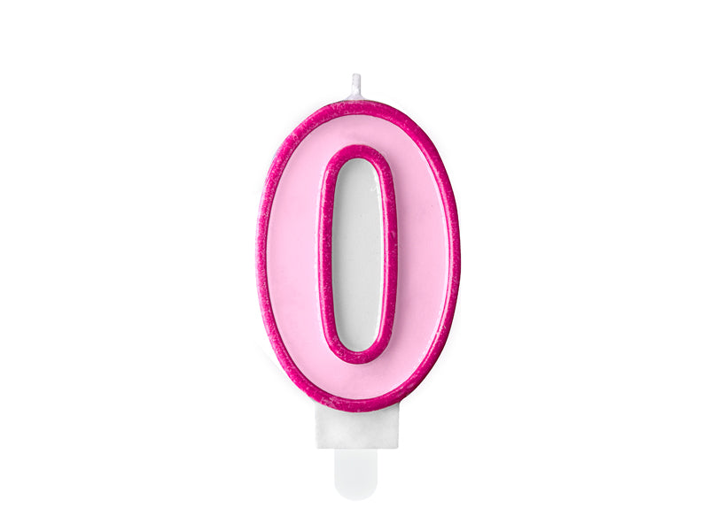 Birthday Candle Number 0 - Pink 7cm