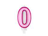 Birthday Candle Number 0 - Pink 7cm