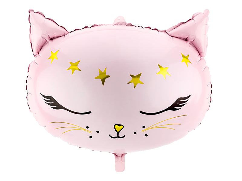 Pink cat head shaped balloon.
