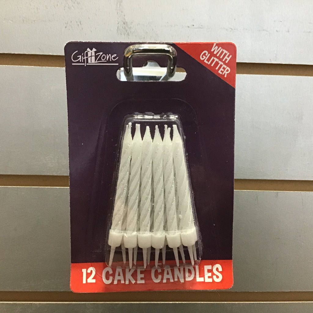 Glitter Candles Set (12) - White