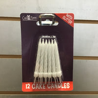 Glitter Candles Set (12) - White