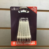 Glitter Candles Set (12) - White