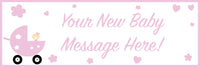Pink new baby girl personalised banner.