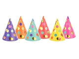 Cone Party Hats (6)- Metallic Polka Dots