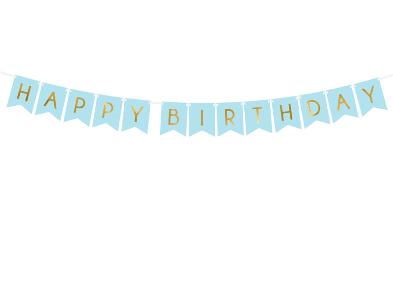 Party Banner - Happy Birthday Pennants Blue & Gold