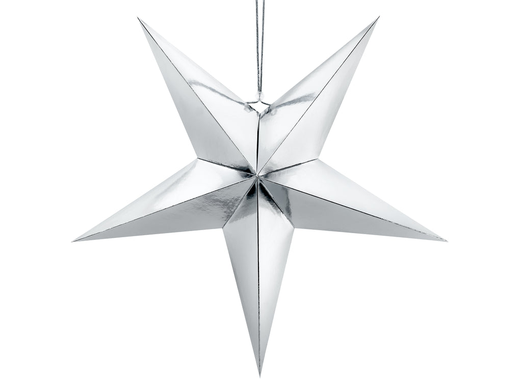Large paper silver star decoration.