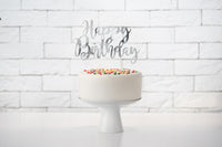 Happy Birthday Cake Topper - Silver