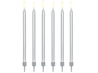 Tall Candles & Holders - Silver Metallic