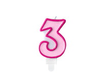 Birthday Candle Number 3 - Pink 7cm