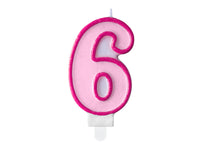 Birthday Candle Number 6 - Pink 7cm