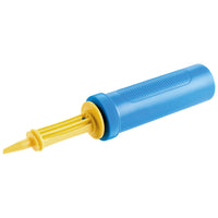 Blue and yellow balloon pump.