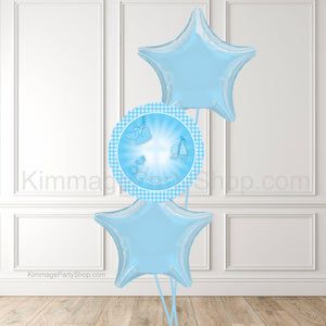 Blue Christening Balloon Bouquet - Style 014