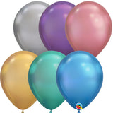 Selection of different coloured chrome latex balloons.