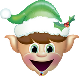 Elf foil balloon with green hat.