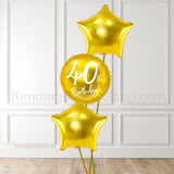 Gold 40th Birthday Balloon Bouquet - Style 012