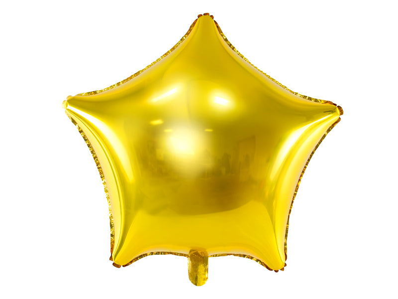 Gold star shaped foil balloon.