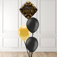 Black & Gold Balloon Bouquet - Style 010