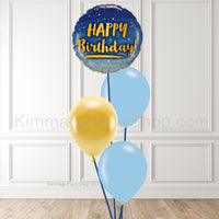Blue & Gold Balloon Bouquet - Style 024