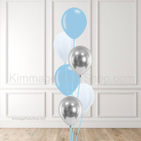 Blue White & Silver Balloon Bouquet - Style 005