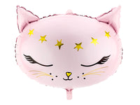 Pink cat head shaped balloon.