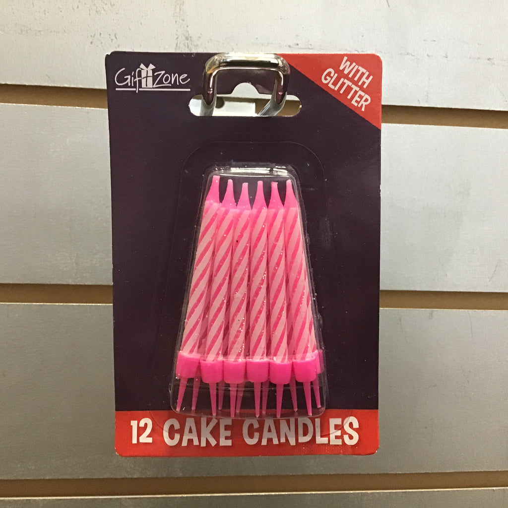Glitter Candles Set (12) - Pink