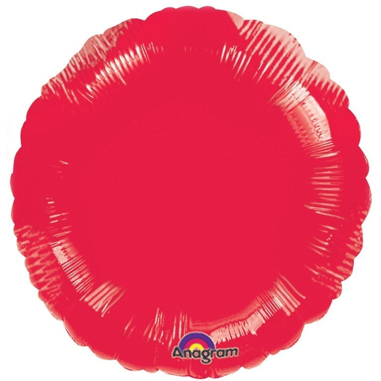 Red round shaped foil balloon.