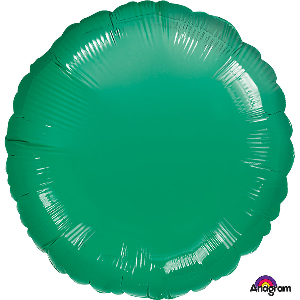 Green round shaped foil balloon.