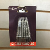 Glitter Candles Set (12) - Silver