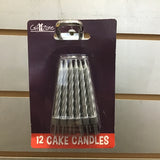 Glitter Candles Set (12) - Silver