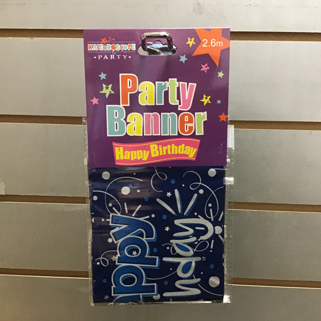 Foil Party Banner - Happy Birthday Blue